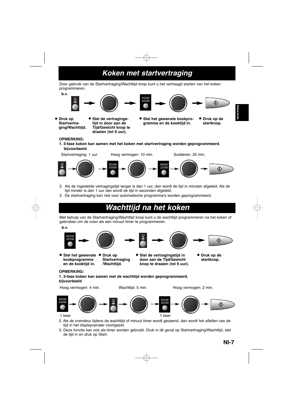 Wachttijd na het koken, Koken met startvertraging, Ni-7 | Panasonic NNSD278SEPG User Manual | Page 37 / 212