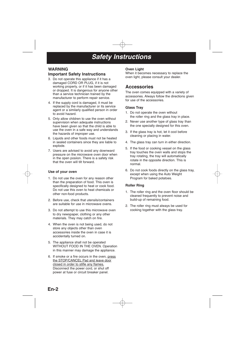 Safety instructions, En-2, Accessories | Panasonic NNSD278SEPG User Manual | Page 4 / 212