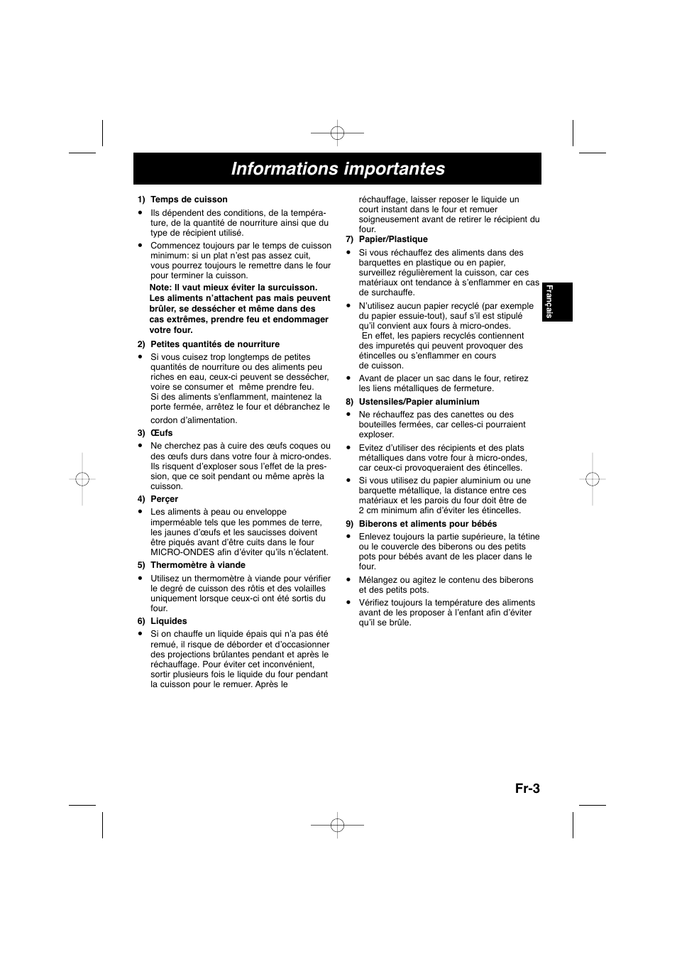 Informations importantes, Fr-3 | Panasonic NNSD278SEPG User Manual | Page 47 / 212