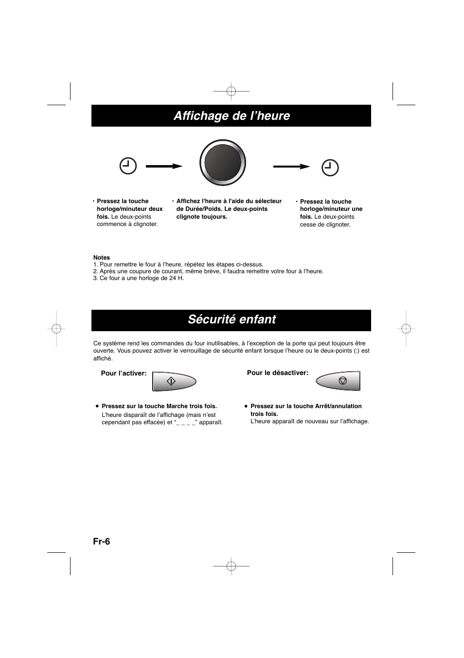 Affichage de l’heure, Sécurité enfant, Fr-6 | Panasonic NNSD278SEPG User Manual | Page 50 / 212