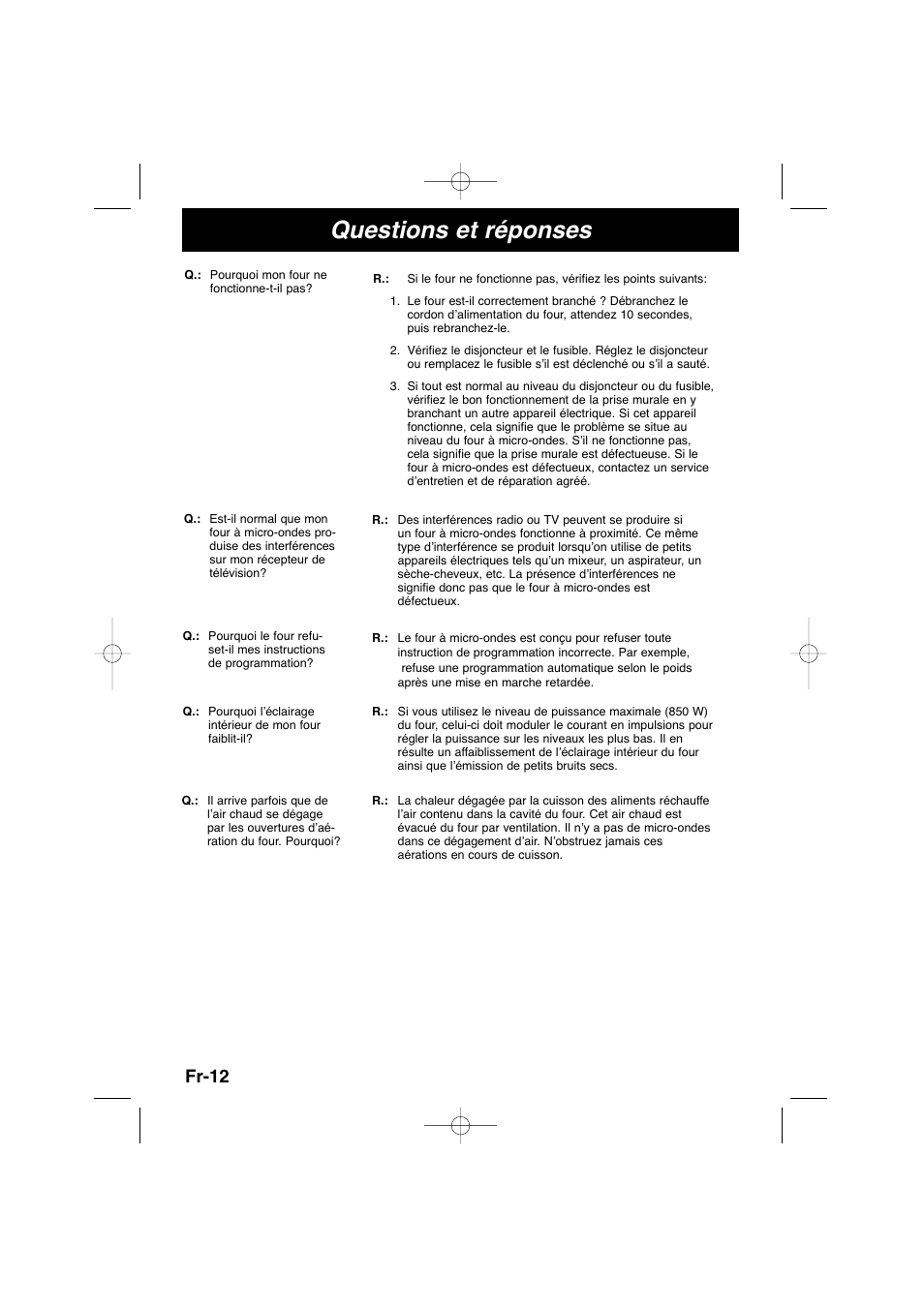 Questions et réponses, Fr-12 | Panasonic NNSD278SEPG User Manual | Page 56 / 212