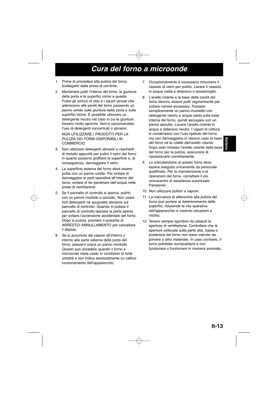 Cura del forno a microonde, It-13 | Panasonic NNSD278SEPG User Manual | Page 71 / 212