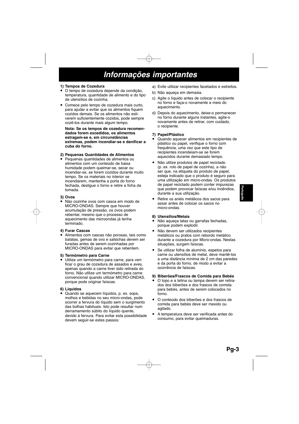 Informações importantes, Pg-3 | Panasonic NNSD278SEPG User Manual | Page 89 / 212