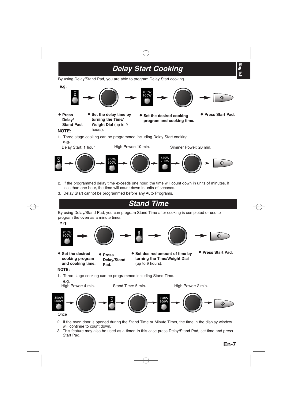 Delay start cooking, Stand time, En-7 | Panasonic NNSD278SEPG User Manual | Page 9 / 212