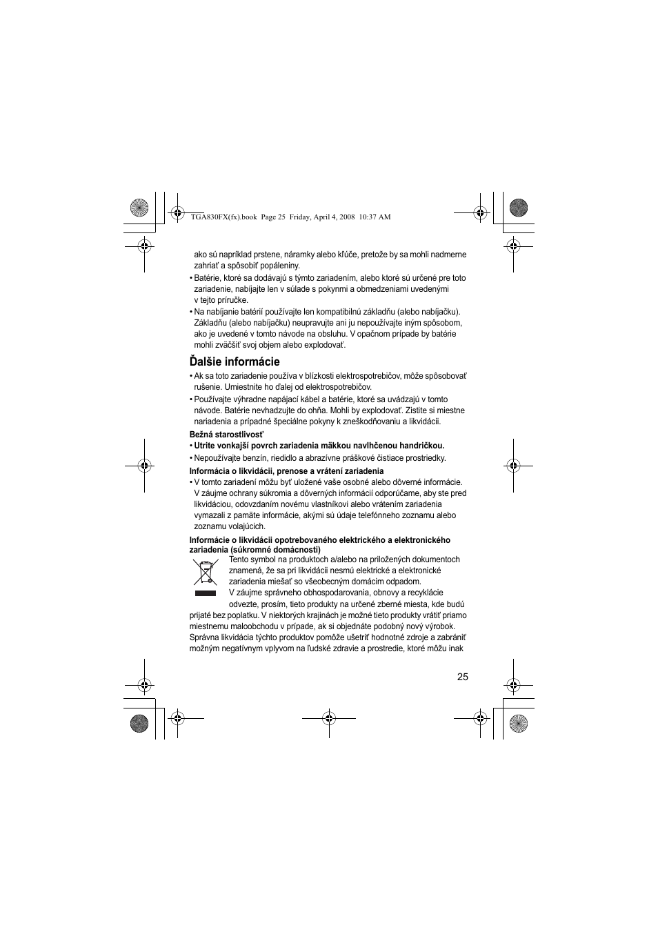 Ďalšie informácie | Panasonic KXTGA830FX User Manual | Page 25 / 36