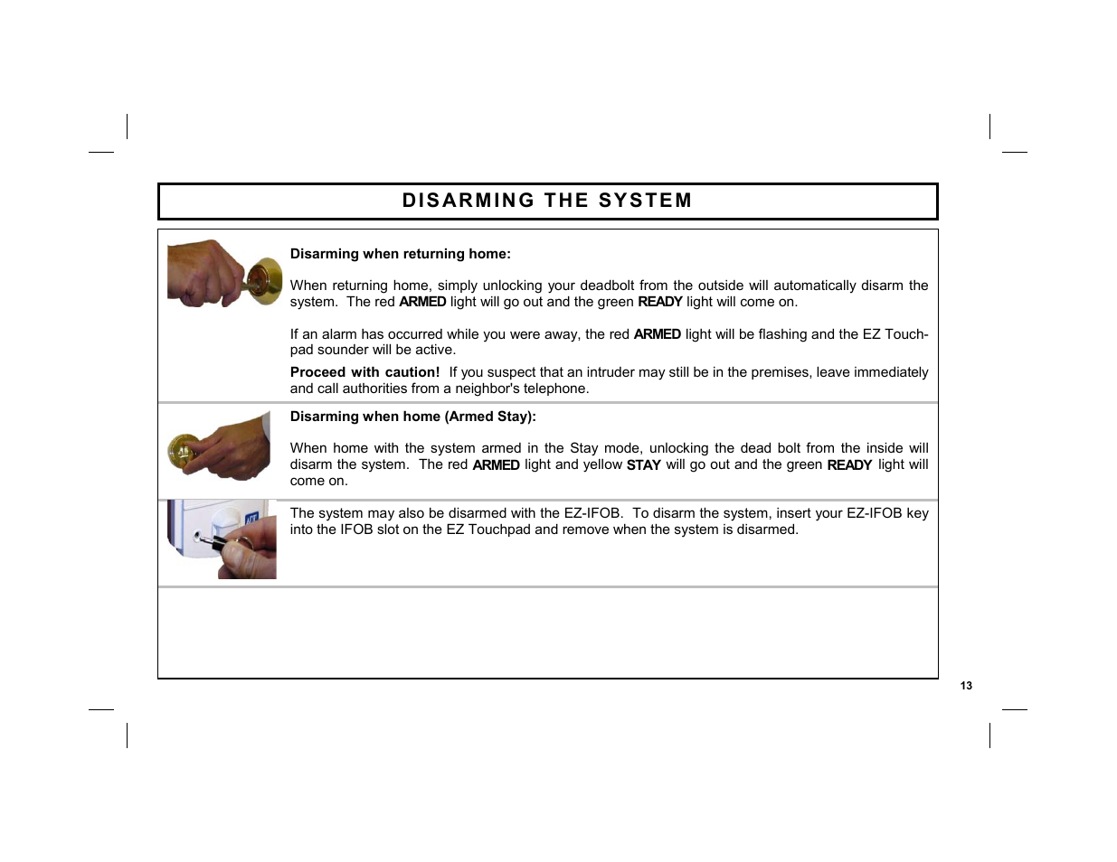 Disarming the system | ADT Security Services EZ User Manual | Page 13 / 28