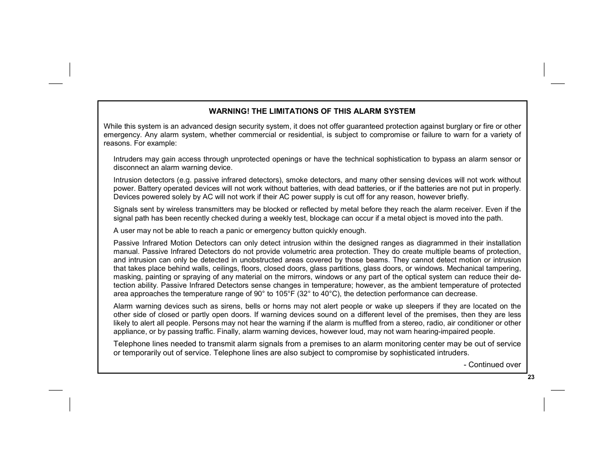 Limitations of this alarm system | ADT Security Services EZ User Manual | Page 23 / 28