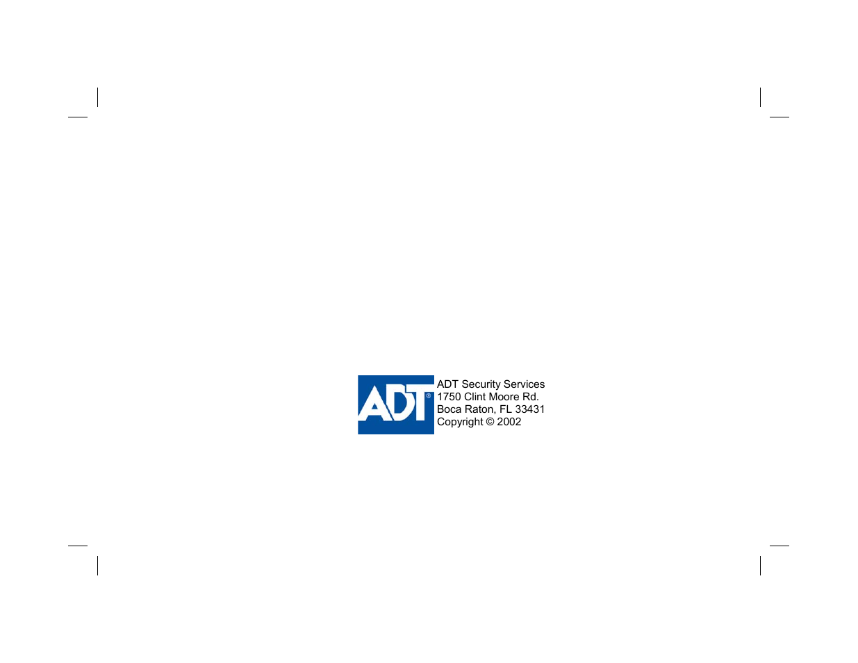 Back cover | ADT Security Services EZ User Manual | Page 28 / 28