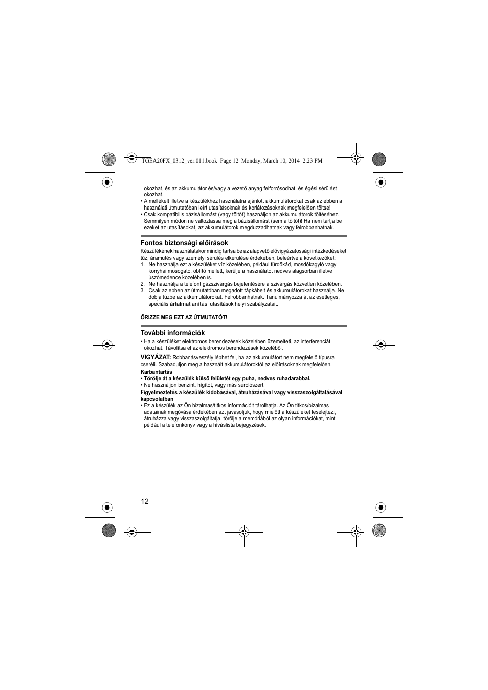 Panasonic KXTGEA20FX User Manual | Page 12 / 76