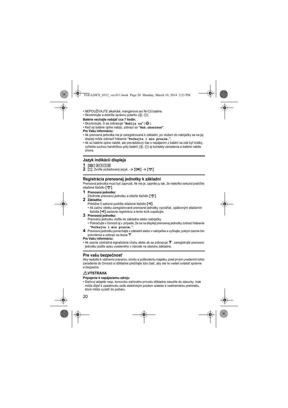 Panasonic KXTGEA20FX User Manual | Page 20 / 76