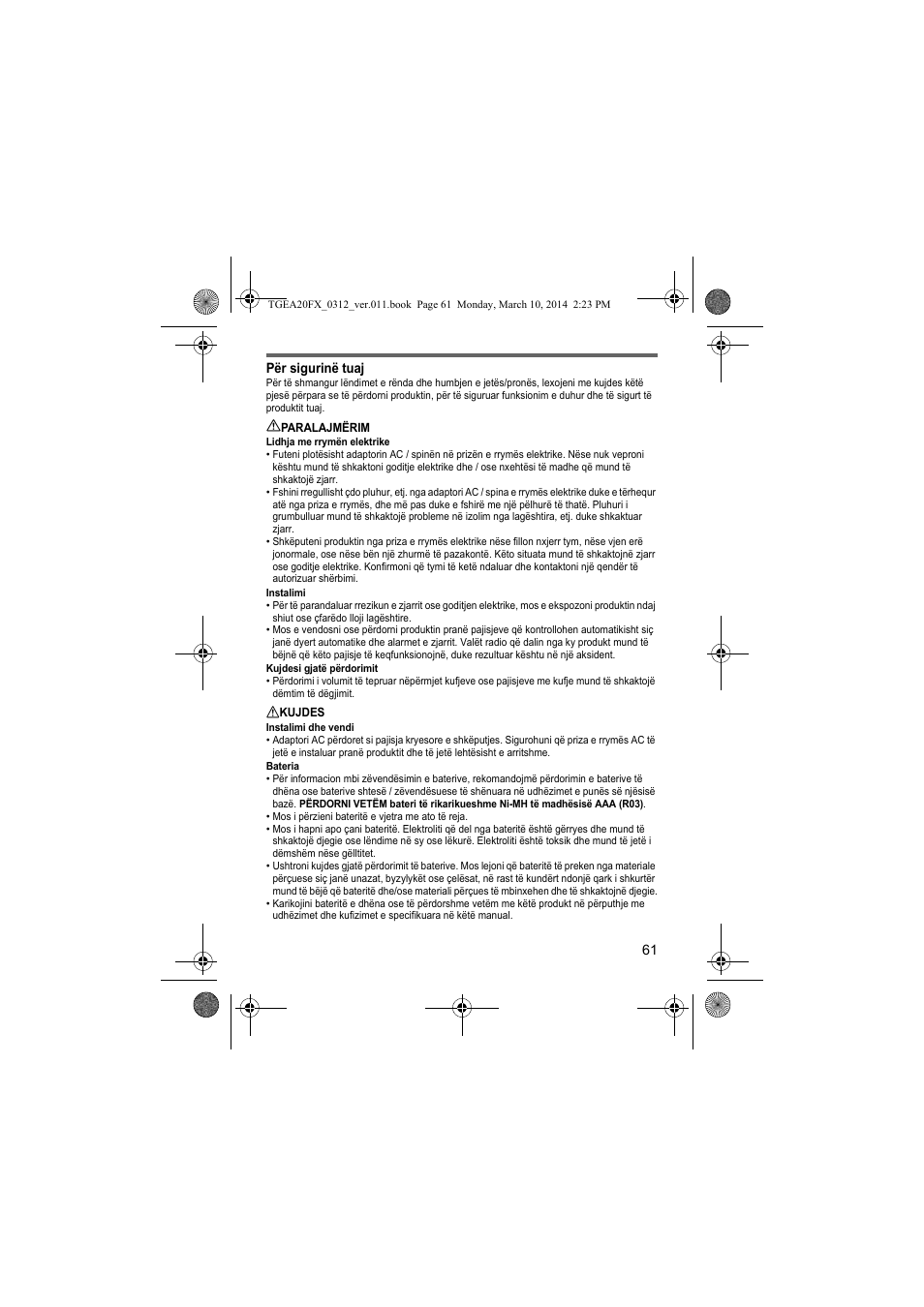 Panasonic KXTGEA20FX User Manual | Page 61 / 76