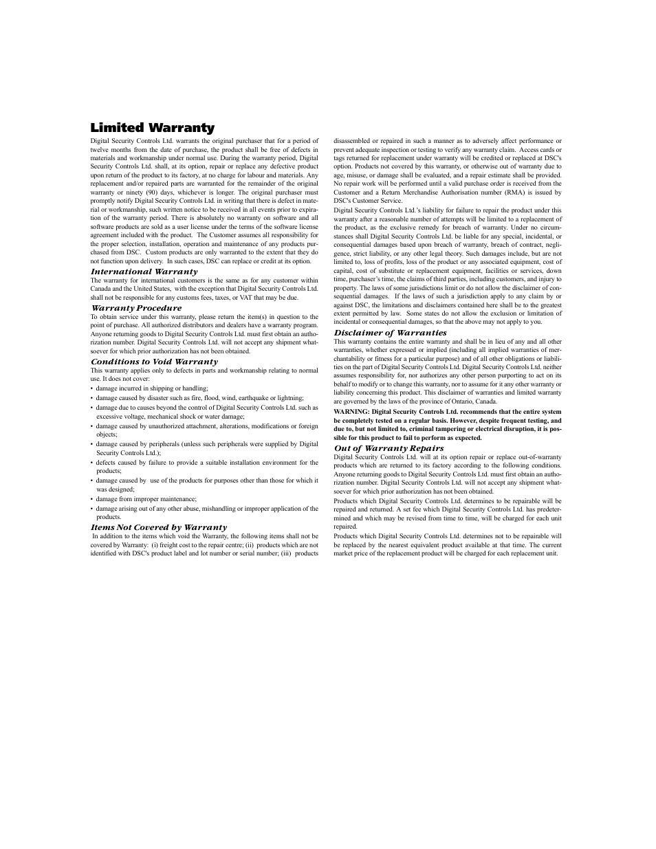 Limited warranty | ADT Security Services PremisePro none User Manual | Page 30 / 32