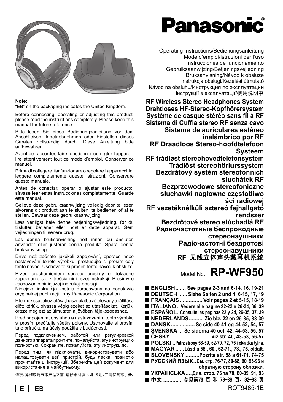 Panasonic RPWF950 User Manual | 96 pages