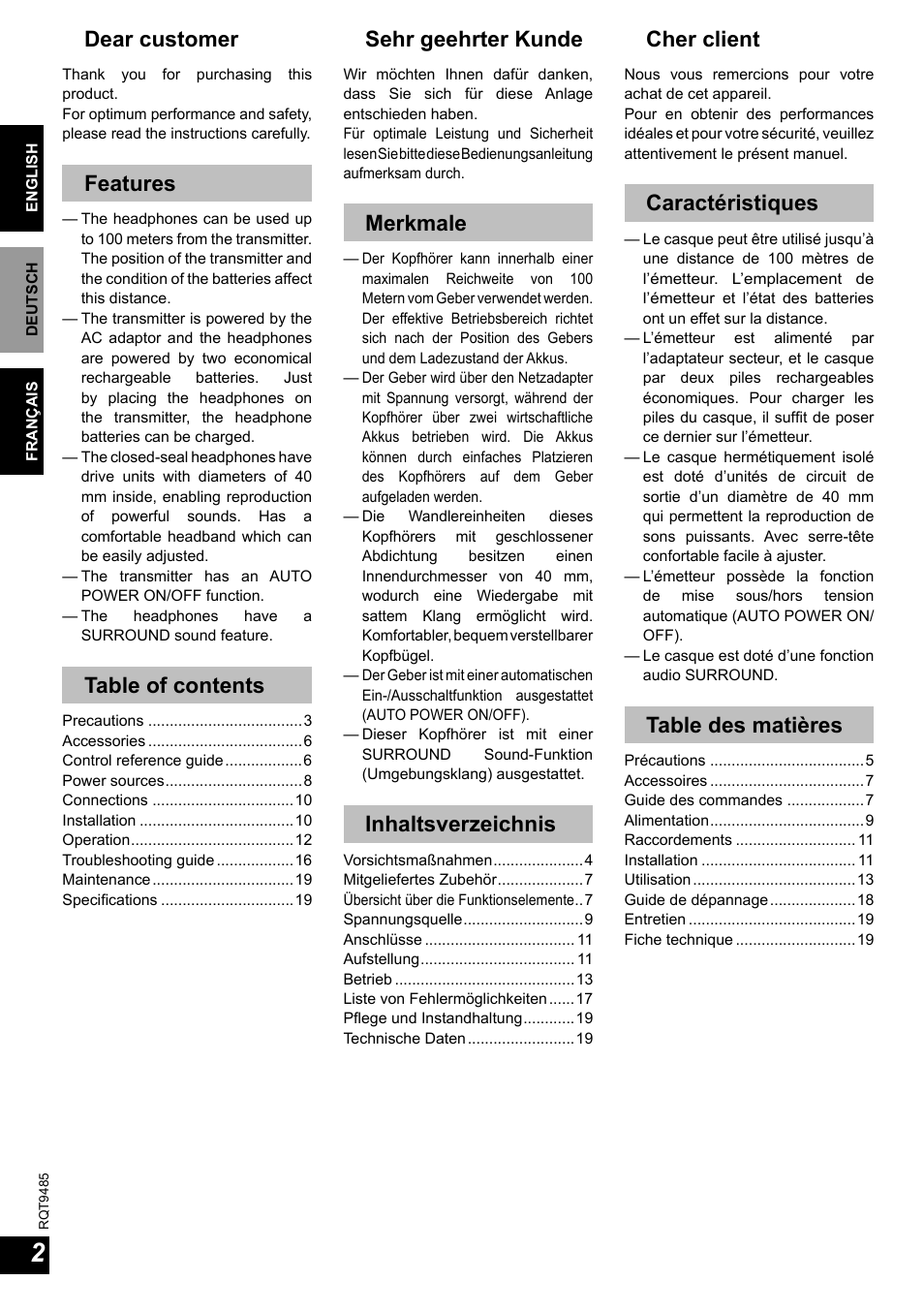 Panasonic RPWF950 User Manual | Page 2 / 96