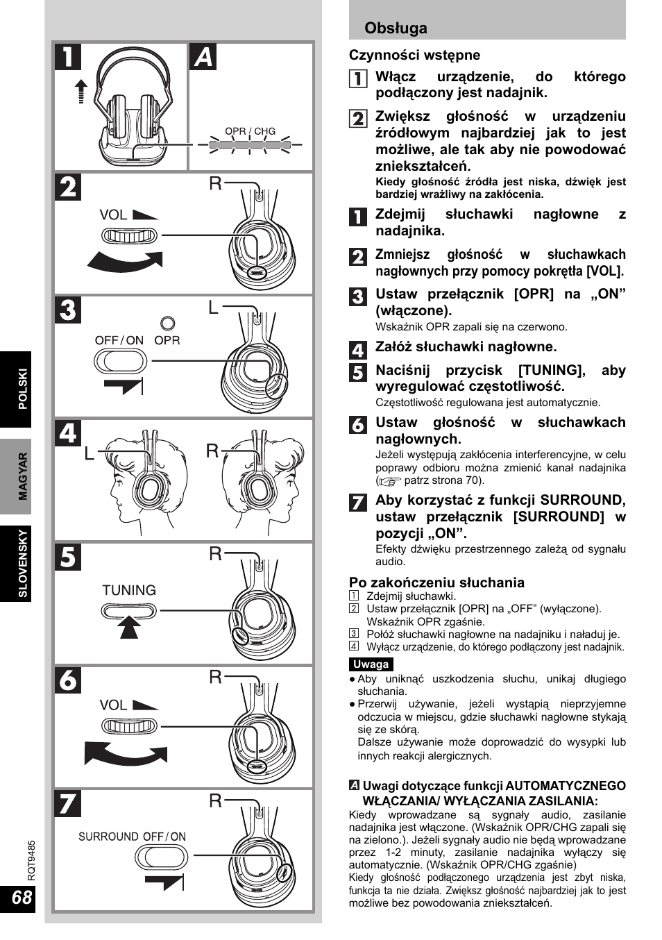 Obsługa | Panasonic RPWF950 User Manual | Page 68 / 96