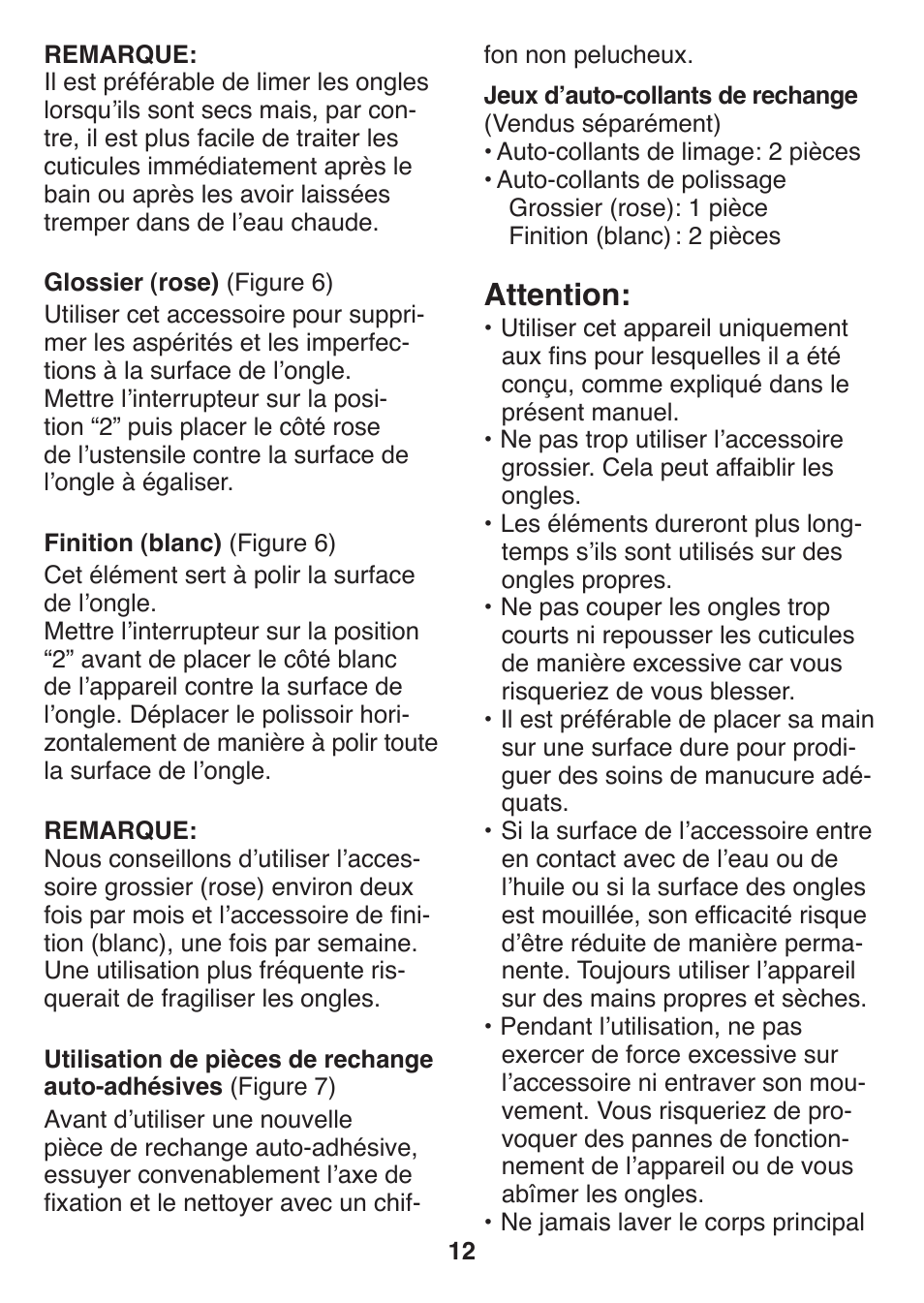 Attention | Panasonic ES2401 User Manual | Page 12 / 64