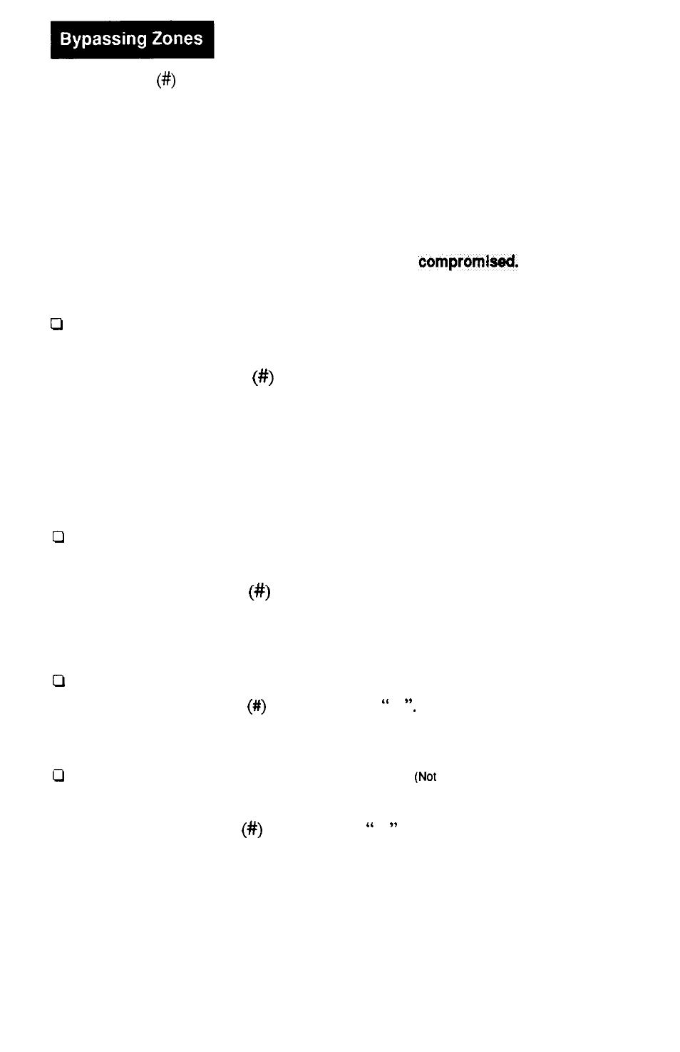 Bypassing, Bypassing zones | ADT Security Services Safewatch Plus Enterpreneur Security Systems User Manual | Page 11 / 28