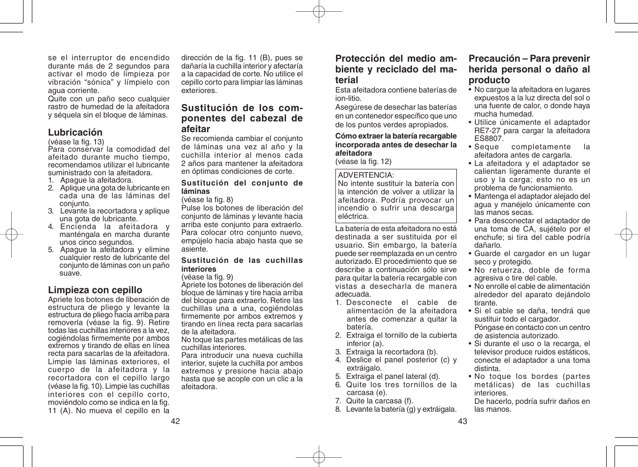 Panasonic ES8807 User Manual | Page 22 / 62