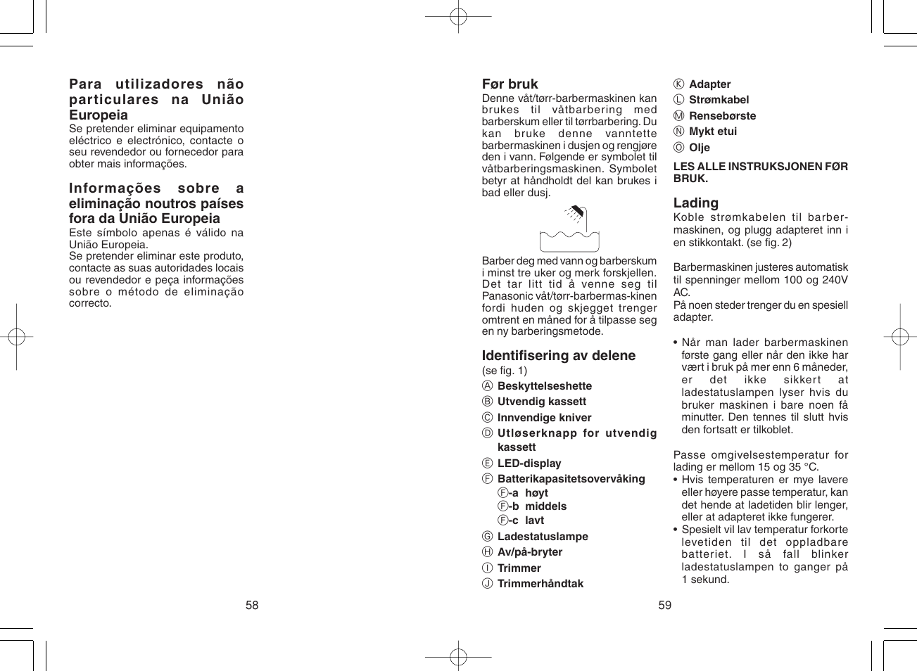 Panasonic ES8807 User Manual | Page 30 / 62