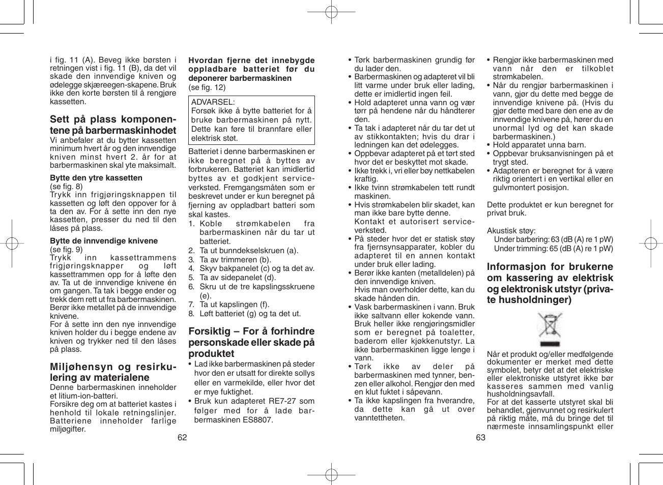 Panasonic ES8807 User Manual | Page 32 / 62
