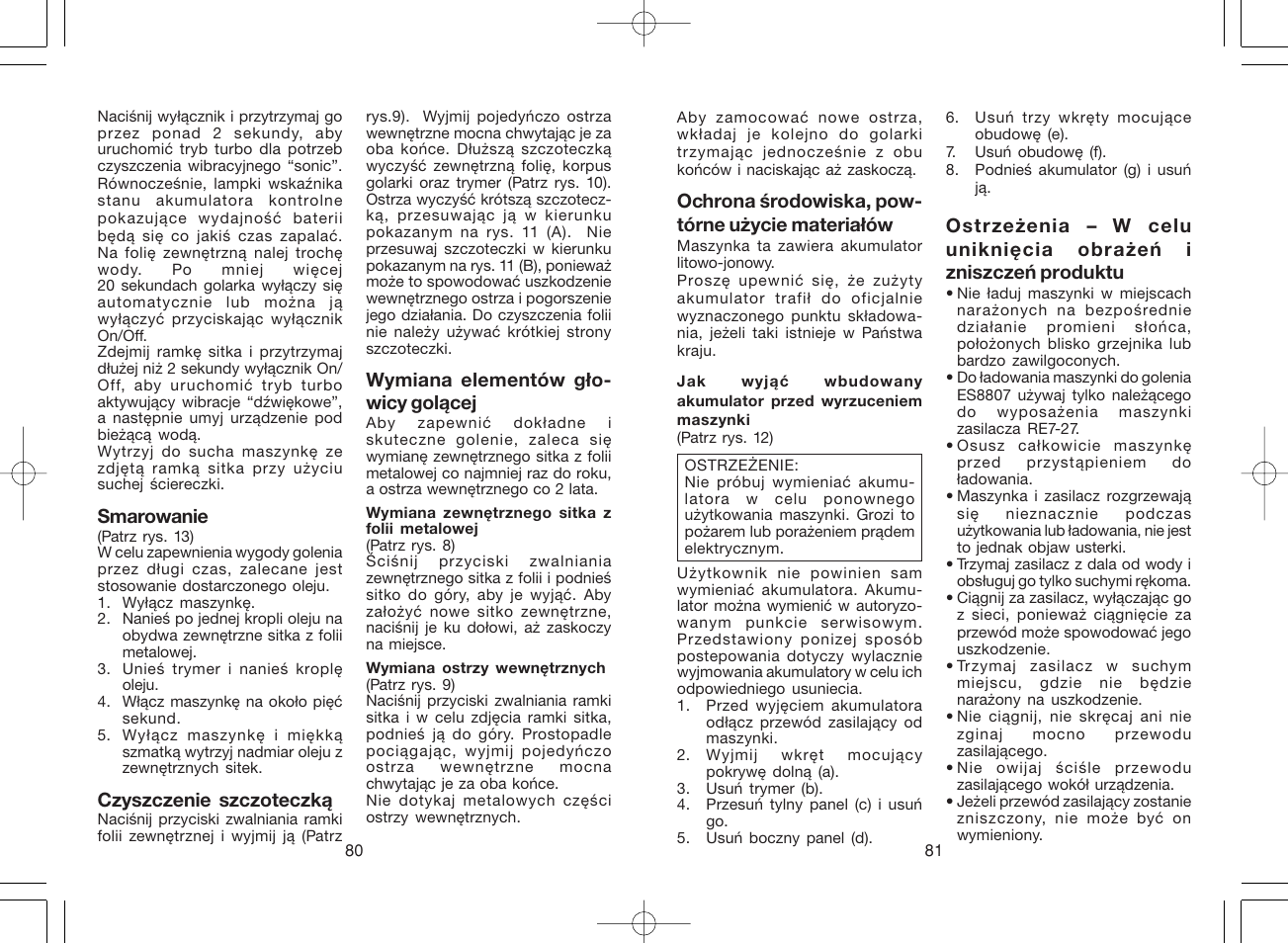 Panasonic ES8807 User Manual | Page 41 / 62