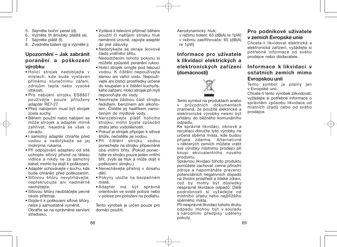 Panasonic ES8807 User Manual | Page 45 / 62