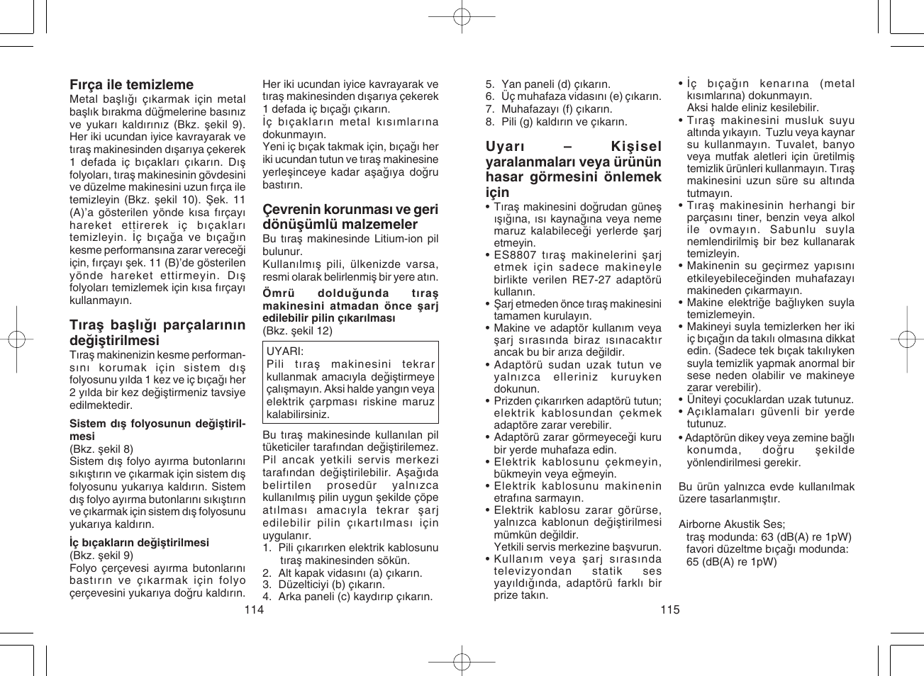 Panasonic ES8807 User Manual | Page 58 / 62