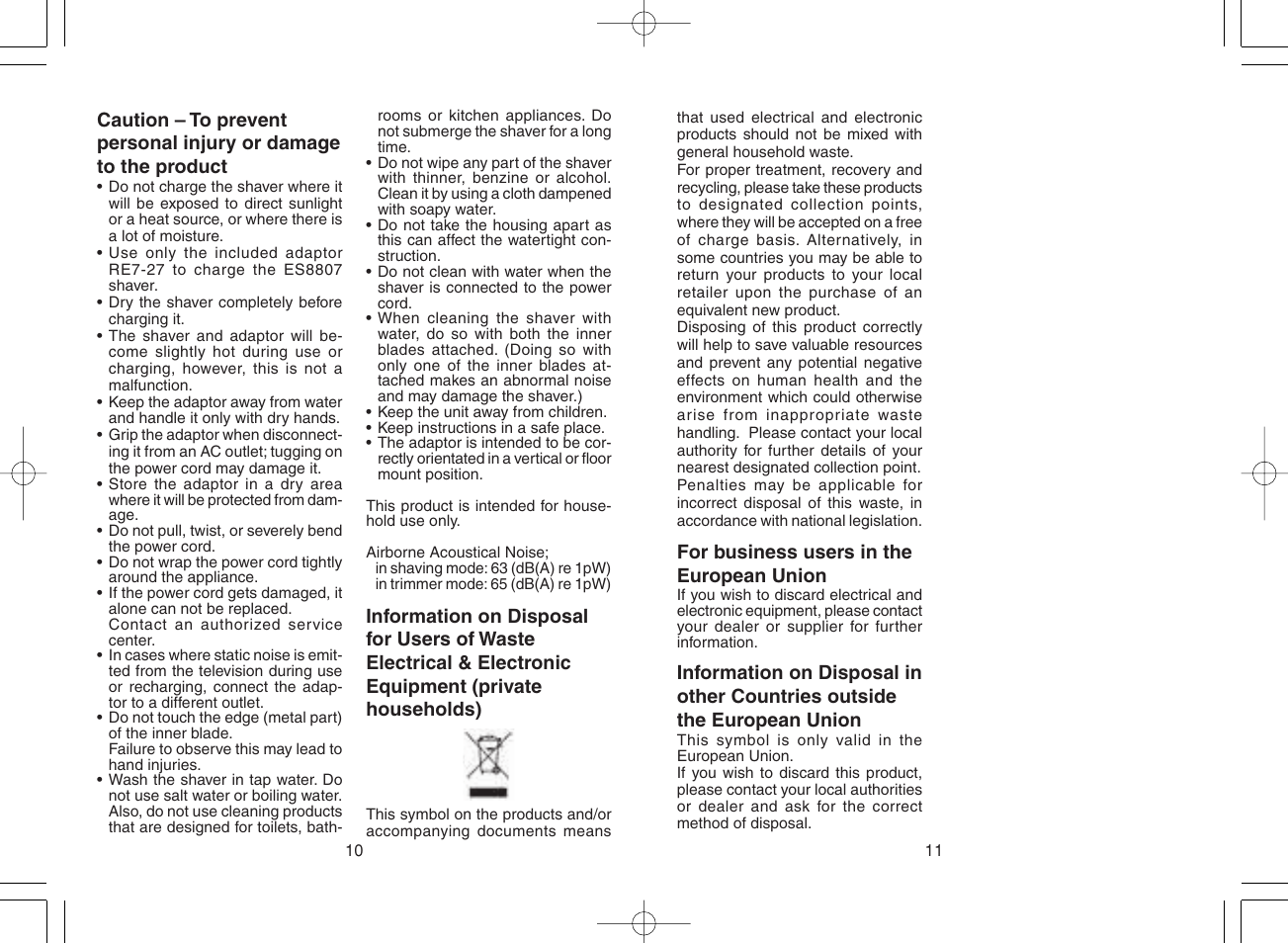Panasonic ES8807 User Manual | Page 6 / 62