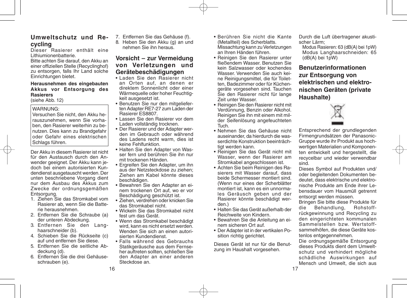 Panasonic ES8807 User Manual | Page 9 / 62