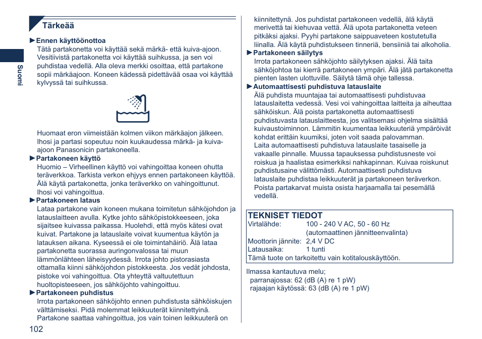 Panasonic ES7058 User Manual | Page 102 / 184