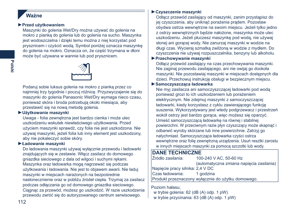 Panasonic ES7058 User Manual | Page 112 / 184
