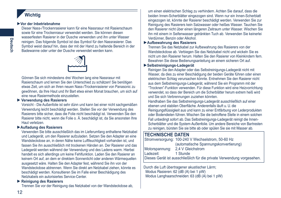 Panasonic ES7058 User Manual | Page 12 / 184