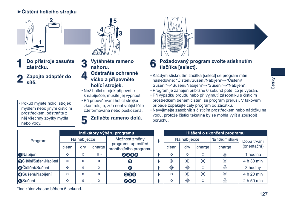 Čištění holícího strojku | Panasonic ES7058 User Manual | Page 127 / 184