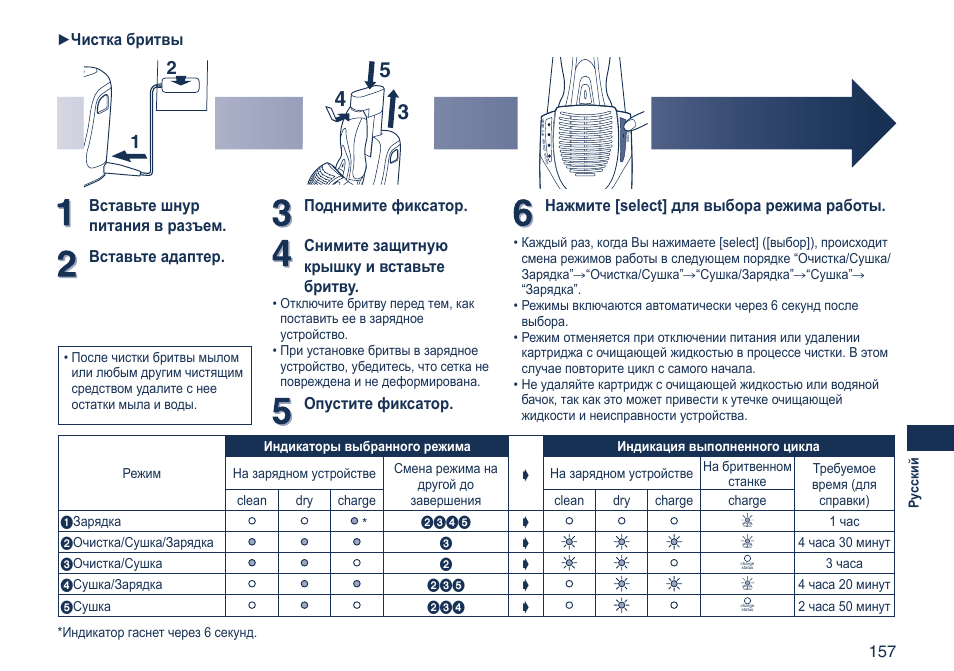 Чистка бритвы | Panasonic ES7058 User Manual | Page 157 / 184