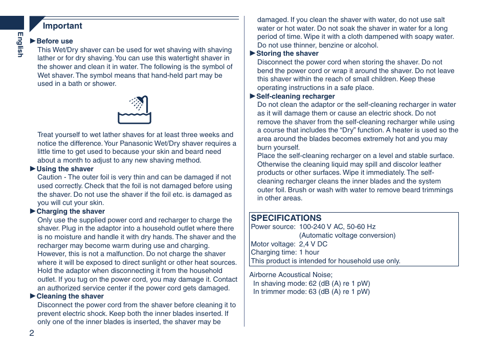 Panasonic ES7058 User Manual | Page 2 / 184