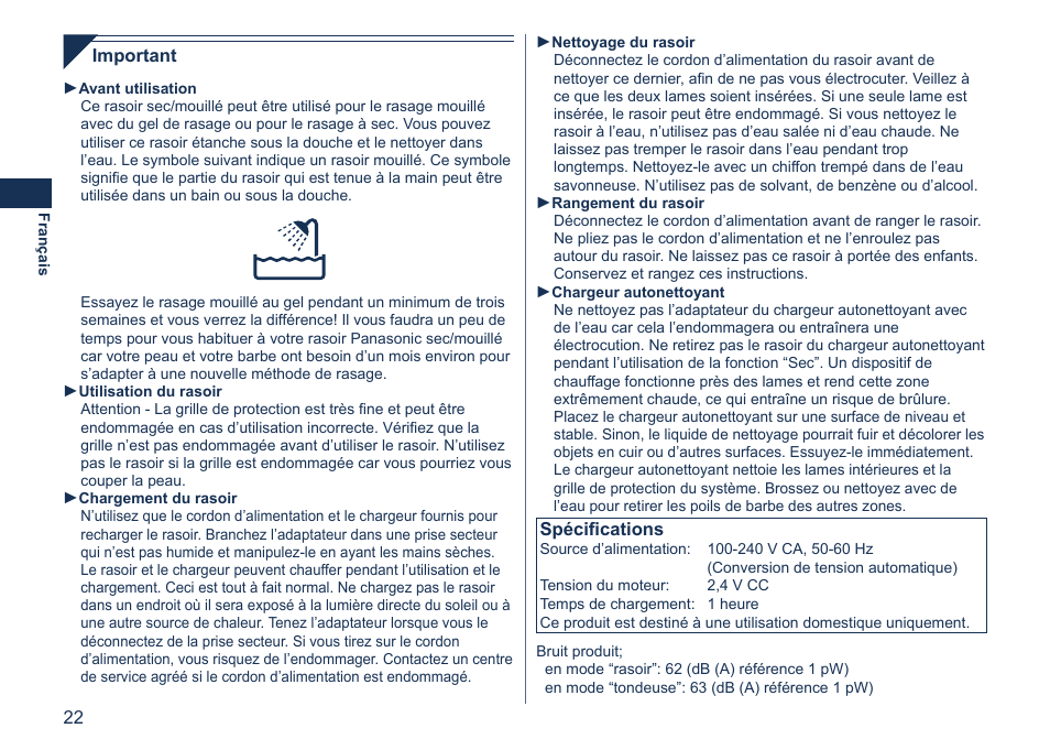 Panasonic ES7058 User Manual | Page 22 / 184