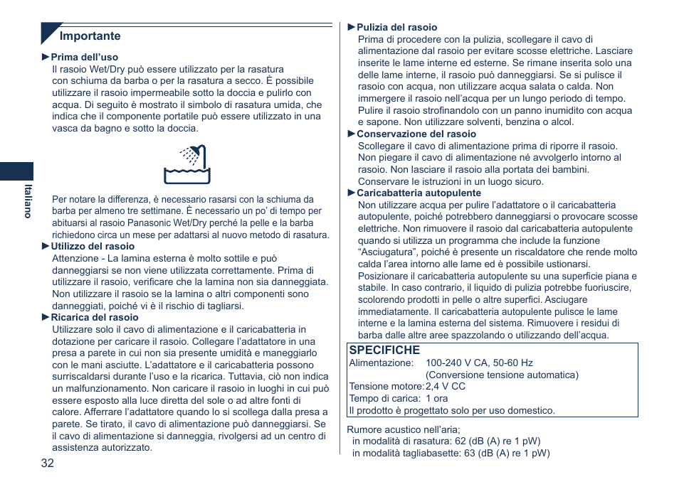 Panasonic ES7058 User Manual | Page 32 / 184