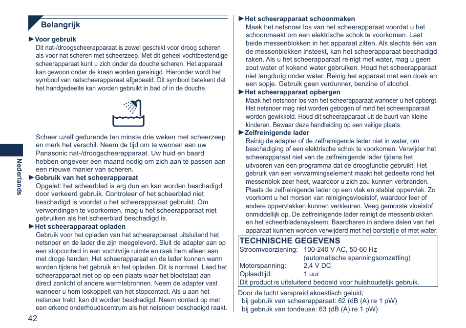 Panasonic ES7058 User Manual | Page 42 / 184