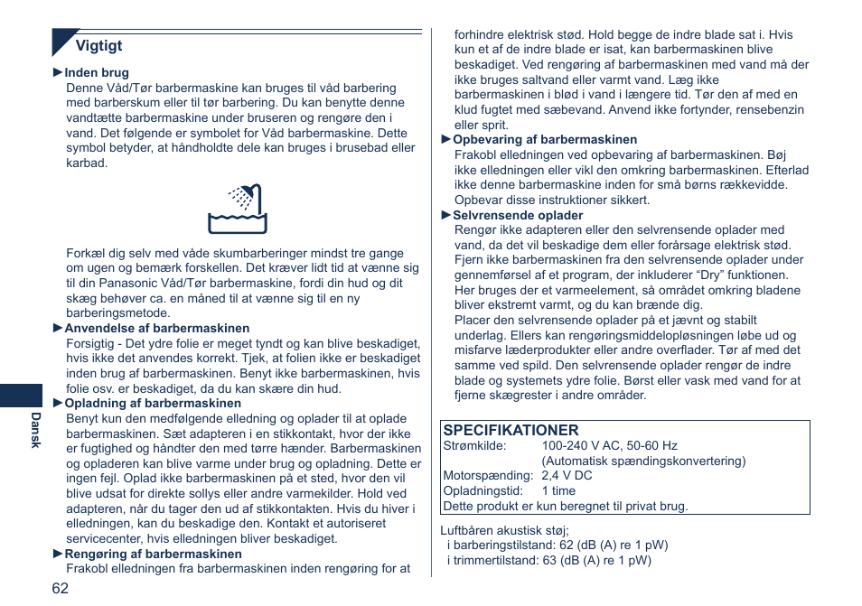 Panasonic ES7058 User Manual | Page 62 / 184