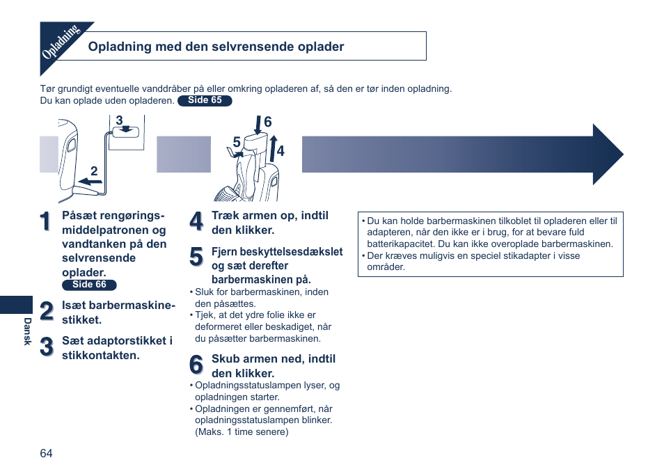 45 6 opladning | Panasonic ES7058 User Manual | Page 64 / 184