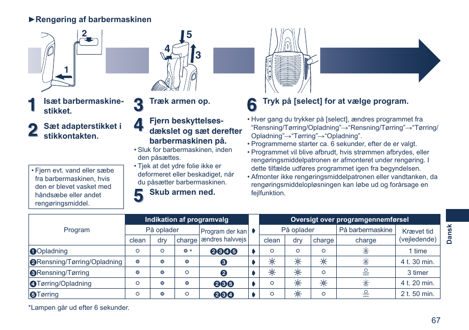 Rengøring af barbermaskinen | Panasonic ES7058 User Manual | Page 67 / 184