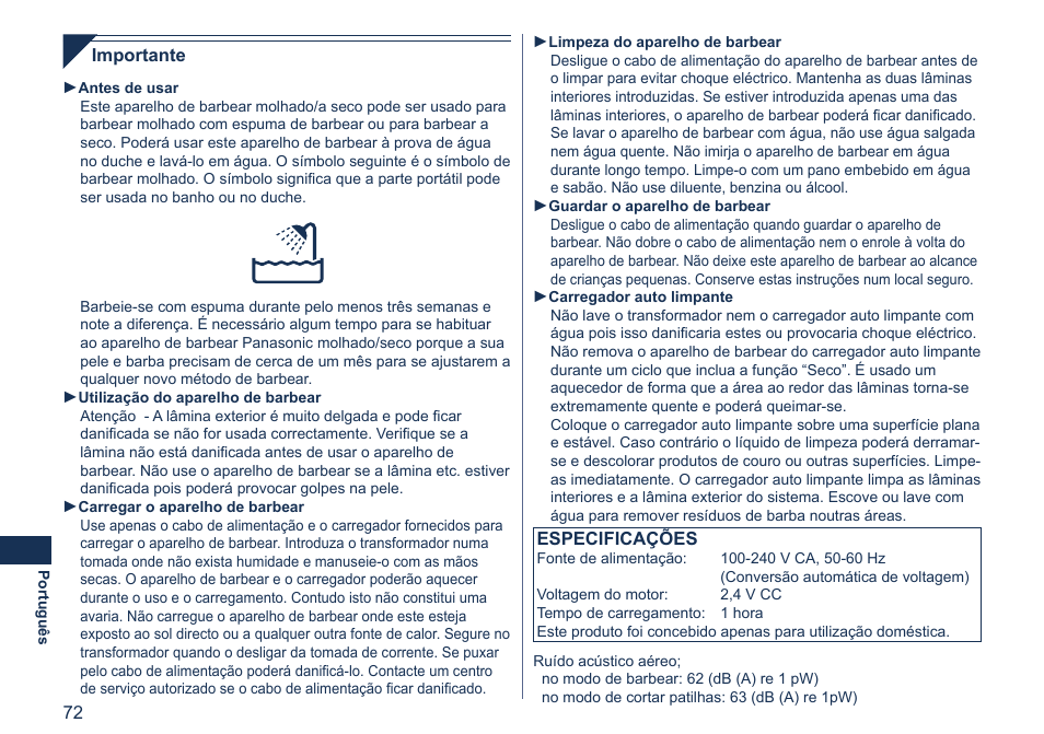 Panasonic ES7058 User Manual | Page 72 / 184
