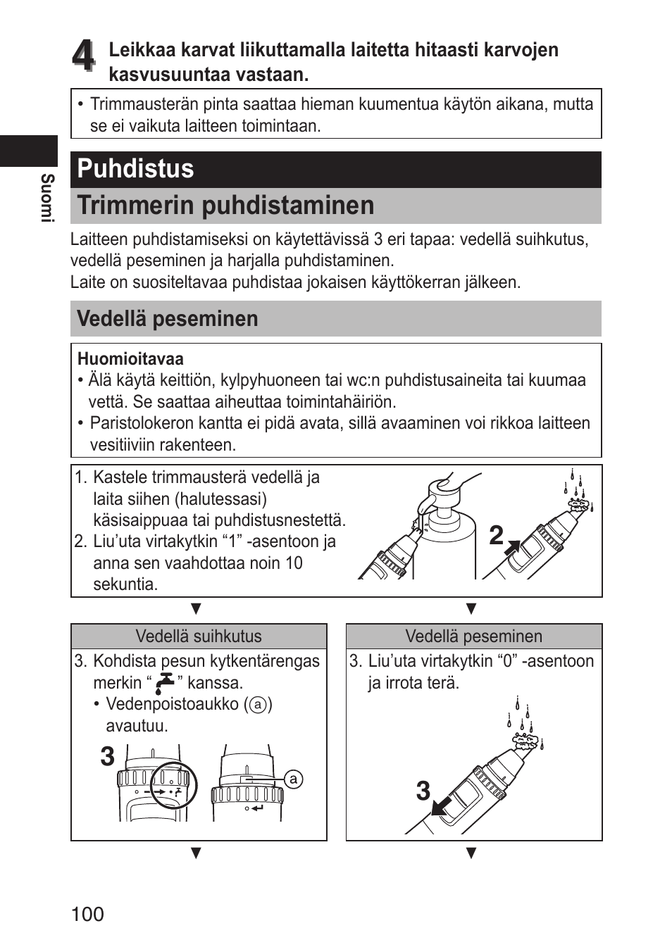 Puhdistus trimmerinpuhdistaminen | Panasonic ERGN30 User Manual | Page 100 / 160