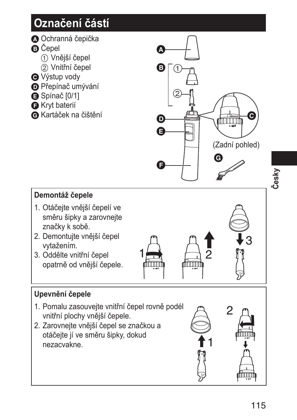 Označeníčástí | Panasonic ERGN30 User Manual | Page 115 / 160
