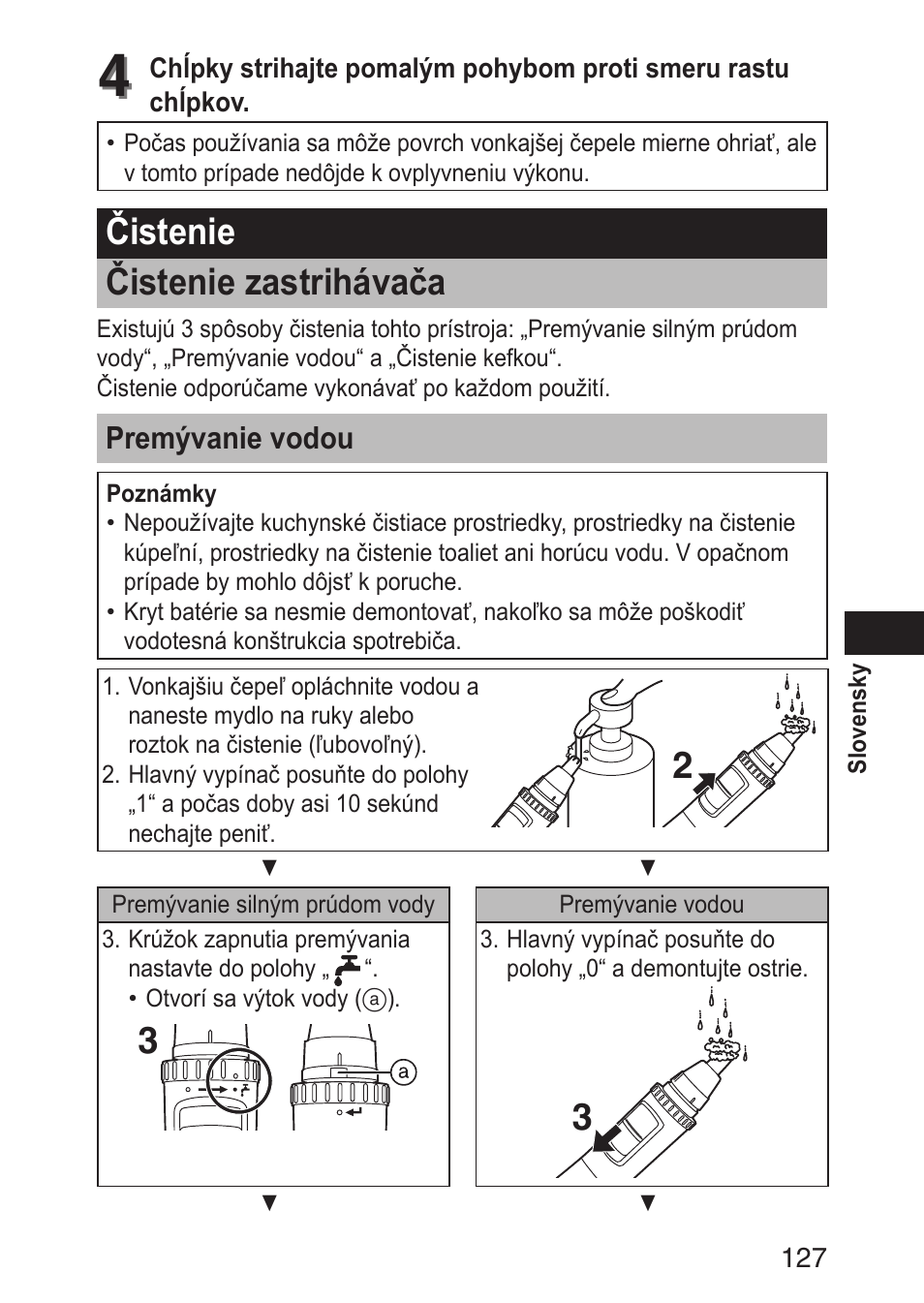 Čistenie čisteniezastrihávača | Panasonic ERGN30 User Manual | Page 127 / 160