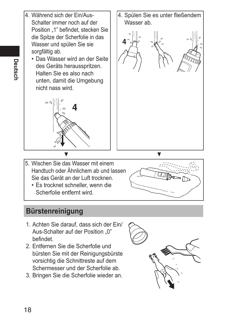 Bürstenreinigung | Panasonic ERGN30 User Manual | Page 18 / 160