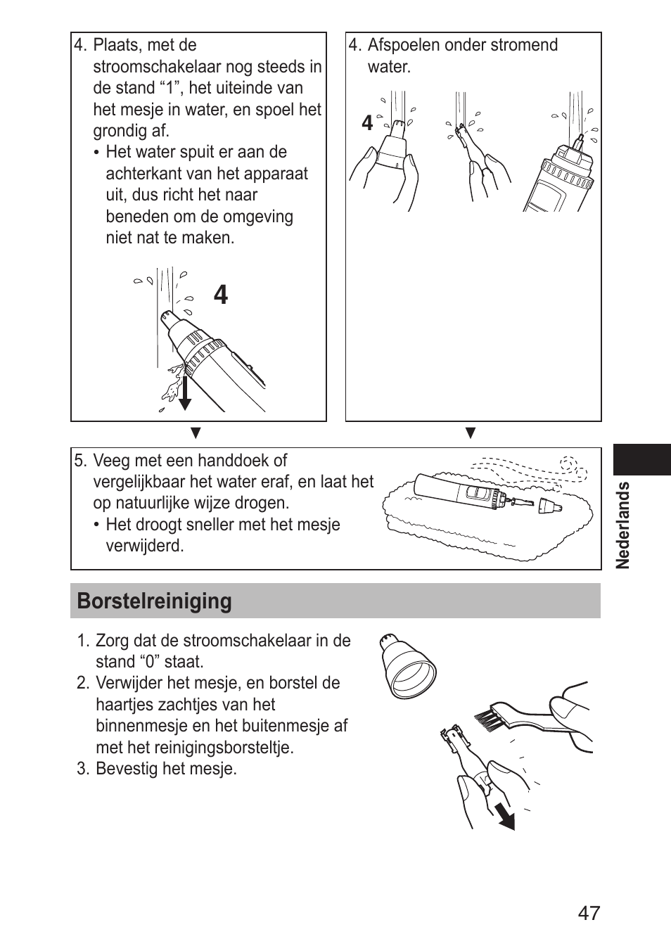 Borstelreiniging | Panasonic ERGN30 User Manual | Page 47 / 160