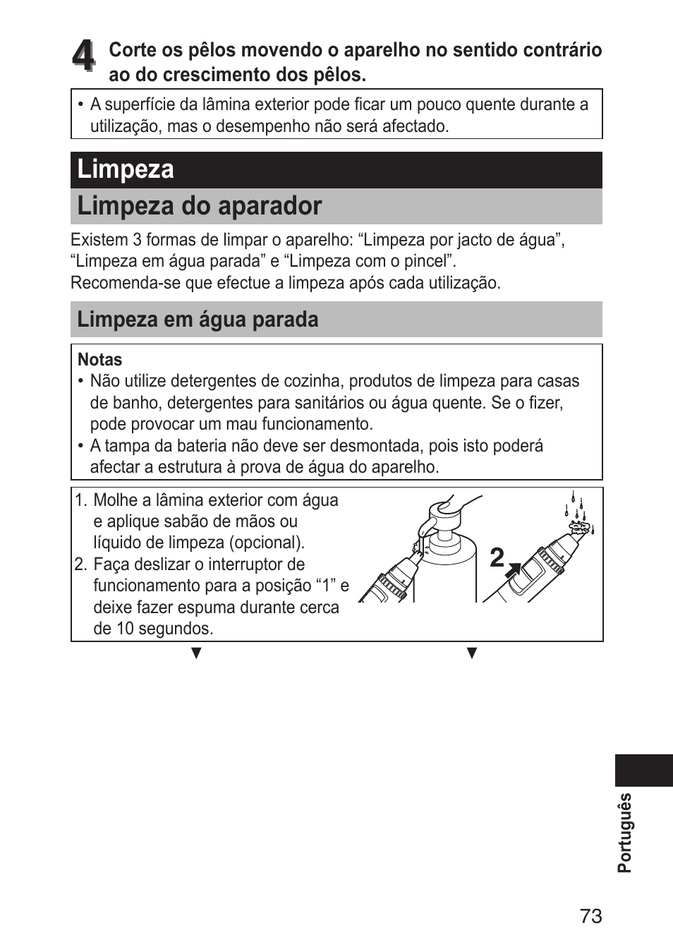 Limpeza limpezadoaparador | Panasonic ERGN30 User Manual | Page 73 / 160