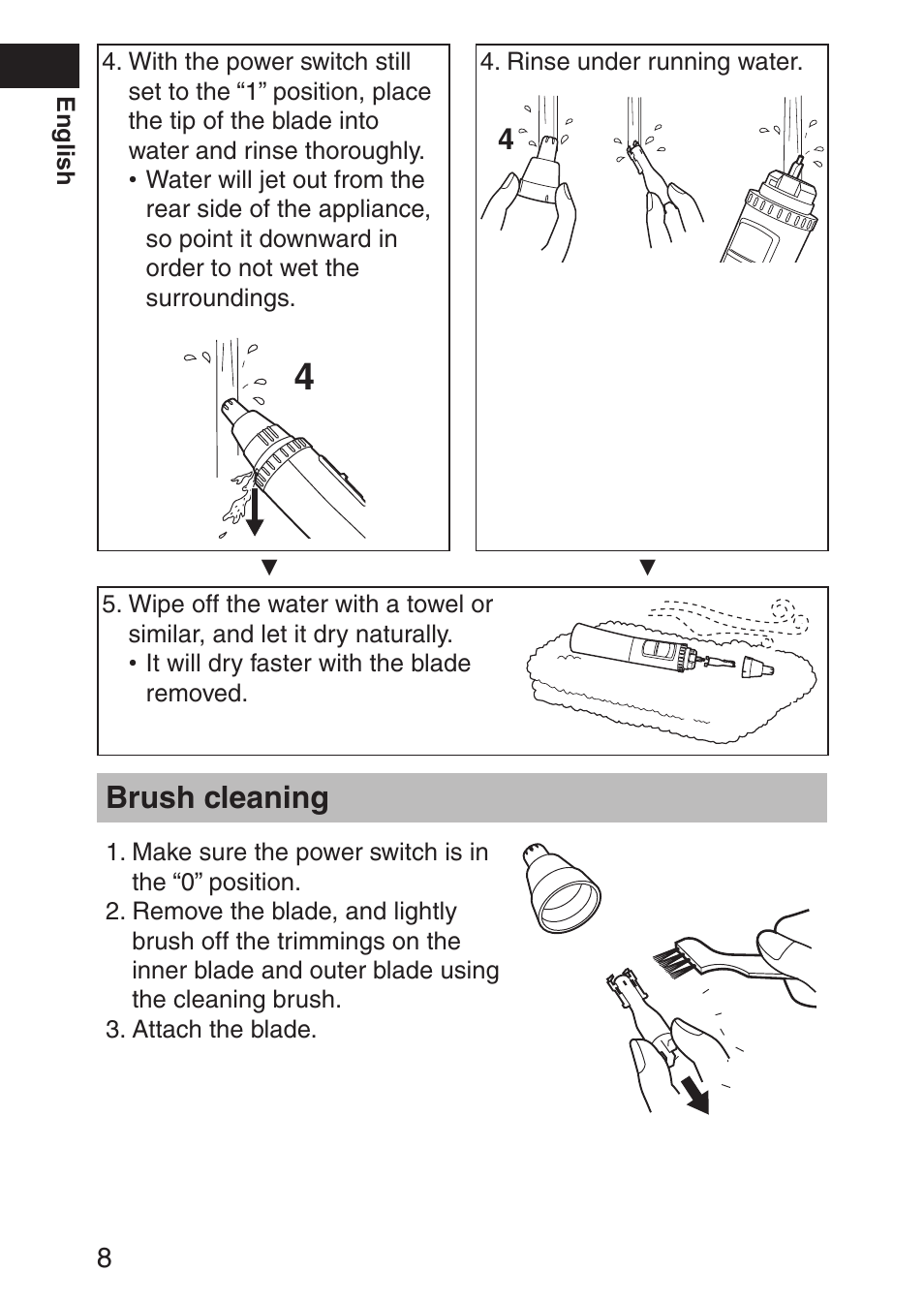 Brushcleaning | Panasonic ERGN30 User Manual | Page 8 / 160