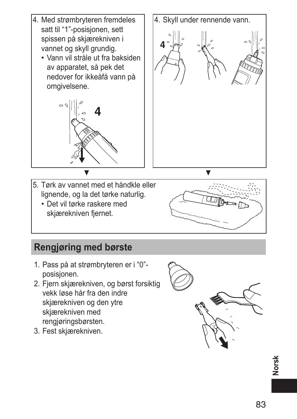 Rengjøringmedbørste | Panasonic ERGN30 User Manual | Page 83 / 160